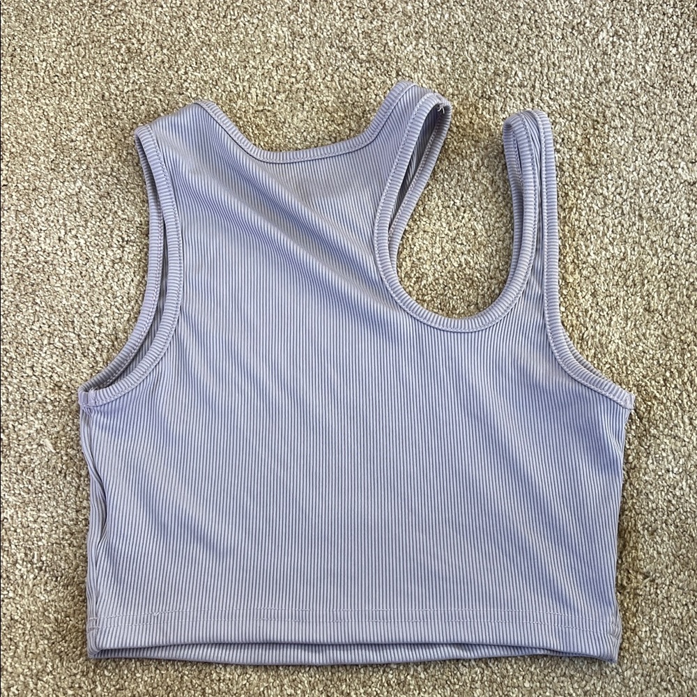 SHEIN Light Blue Ribbed Crop Top - Picture 2 of 2
